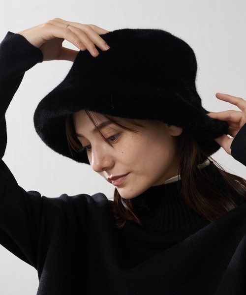 Lui's(ルイス)の「フェイクミンクバケットハット(ハット・レディース・ブラック/グレー・FREE)」の7枚目の写真