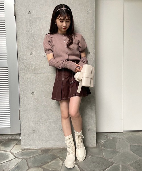 one after another NICE CLAUP(ワンアフターアナザーナイスクラップ)の「アームウォーマーがセットになった前後2WAYリブニット(ニット/セーター・レディース・アイボリー/モカ/ラベンダー/ブラック・FREE)」の12枚目の写真