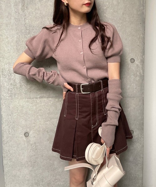 one after another NICE CLAUP(ワンアフターアナザーナイスクラップ)の「アームウォーマーがセットになった前後2WAYリブニット(ニット/セーター・レディース・アイボリー/モカ/ラベンダー/ブラック・FREE)」の17枚目の写真