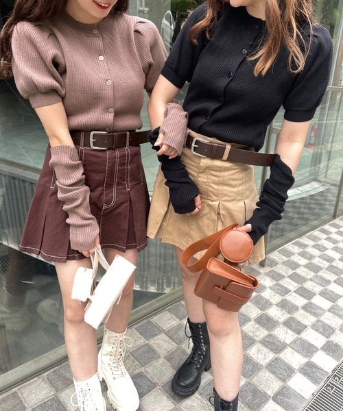 one after another NICE CLAUP(ワンアフターアナザーナイスクラップ)の「アームウォーマーがセットになった前後2WAYリブニット(ニット/セーター・レディース・アイボリー/モカ/ラベンダー/ブラック・FREE)」の11枚目の写真