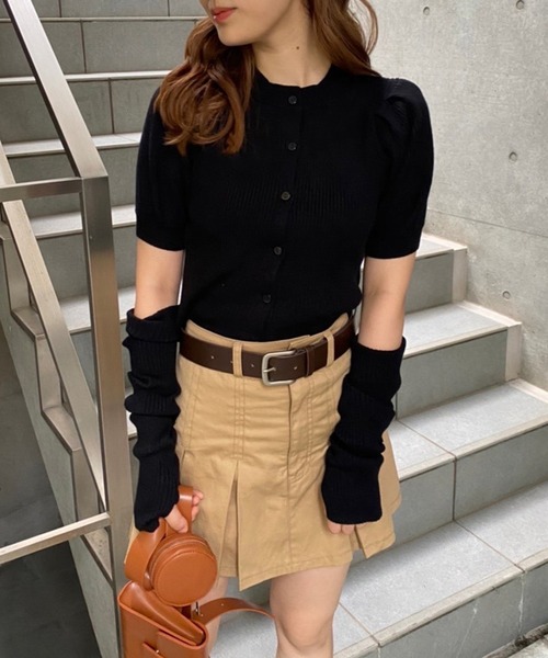 one after another NICE CLAUP(ワンアフターアナザーナイスクラップ)の「アームウォーマーがセットになった前後2WAYリブニット(ニット/セーター・レディース・アイボリー/モカ/ラベンダー/ブラック・FREE)」の7枚目の写真