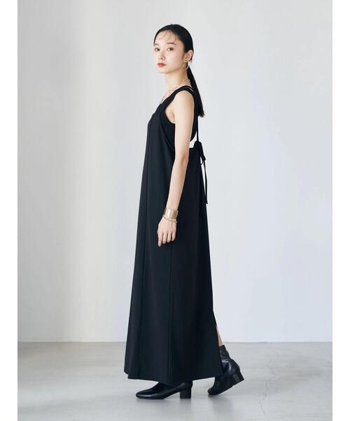 earth music&ecology（アースミュージックアンドエコロジー）の「バックリボンキャミワンピース（ワンピース・レディース・ブラック/ライトベージュ・FREE）」の21枚目の写真