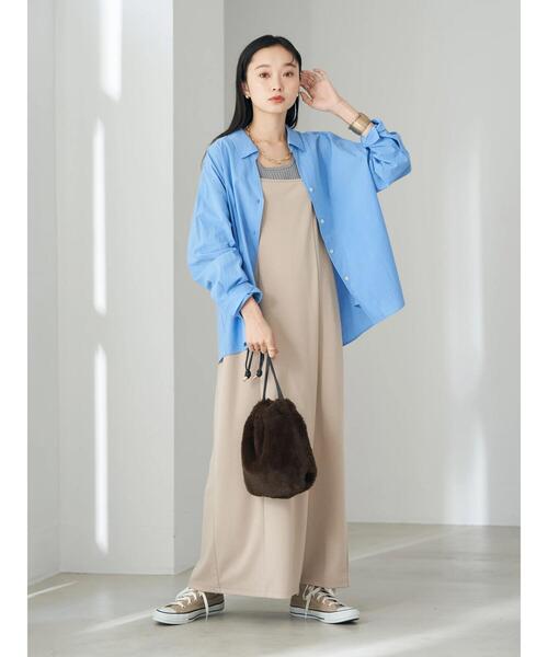 earth music&ecology（アースミュージックアンドエコロジー）の「バックリボンキャミワンピース（ワンピース・レディース・ブラック/ライトベージュ・FREE）」の11枚目の写真