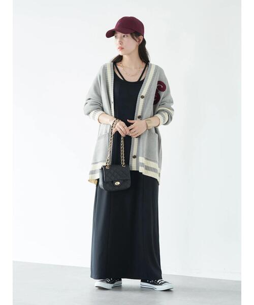 earth music&ecology（アースミュージックアンドエコロジー）の「バックリボンキャミワンピース（ワンピース・レディース・ブラック/ライトベージュ・FREE）」の4枚目の写真