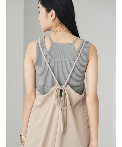 earth music&ecology（アースミュージックアンドエコロジー）の「バックリボンキャミワンピース（ワンピース・レディース・ブラック/ライトベージュ・FREE）」の13枚目の写真
