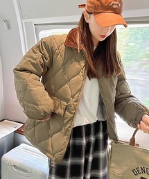 コーデュロイ襟切り替えキルティングアウター