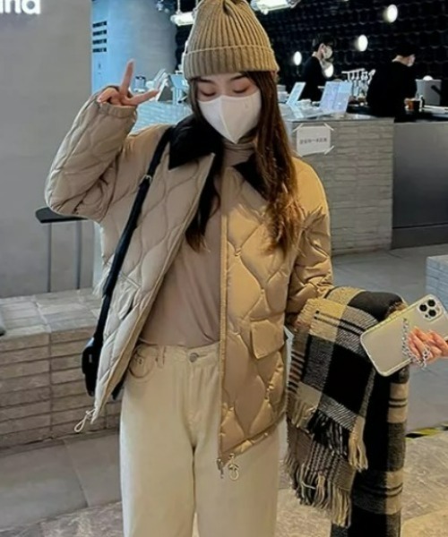 CLEA（クレア）の「コーデュロイ襟切り替えキルティングアウター（ブルゾン・レディース・ベージュ/ブラック/カーキ・FREE）」の7枚目の写真