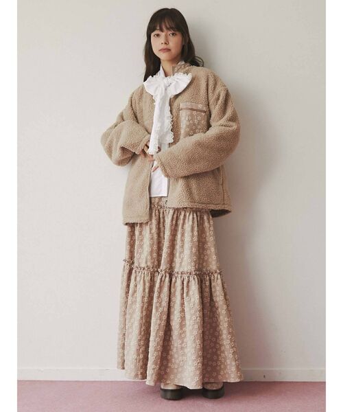 merry jenny（メリージェニー）の「おはなジャガードリバーシブルボアジャケット（その他アウター・レディース・ブラック/ベージュ/ラベンダー・FREE）」の12枚目の写真