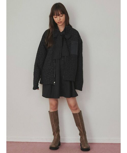 merry jenny（メリージェニー）の「おはなジャガードリバーシブルボアジャケット（その他アウター・レディース・ブラック/ベージュ/ラベンダー・FREE）」の5枚目の写真