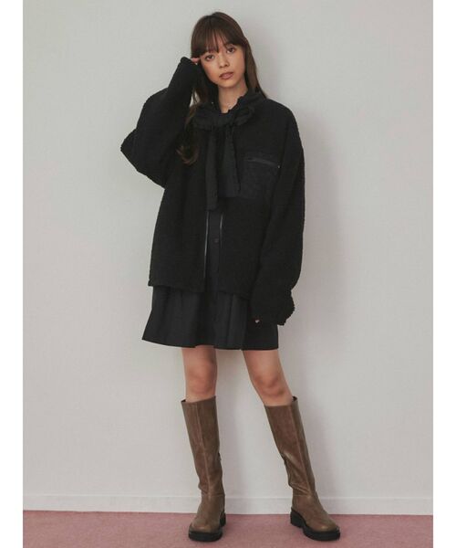 merry jenny（メリージェニー）の「おはなジャガードリバーシブルボアジャケット（その他アウター・レディース・ブラック/ベージュ/ラベンダー・FREE）」の6枚目の写真