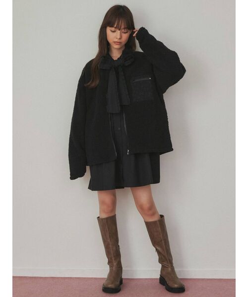 merry jenny（メリージェニー）の「おはなジャガードリバーシブルボアジャケット（その他アウター・レディース・ブラック/ベージュ/ラベンダー・FREE）」の14枚目の写真