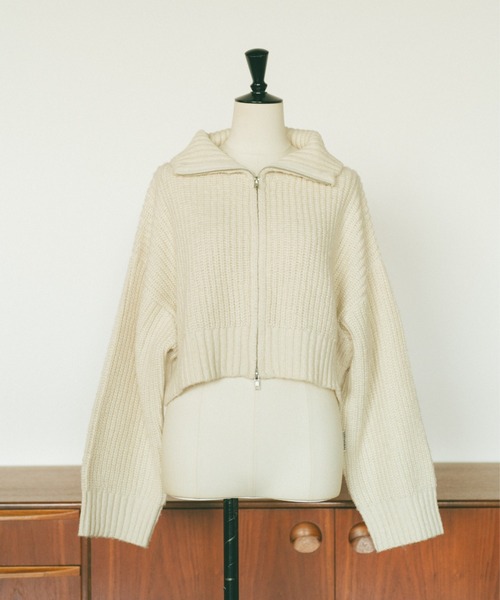 VANNIE U（ヴァニーユー）の「ダブルジップニット（ニット/セーター・レディース・ブラック/アイボリー/グレー・FREE）」の5枚目の写真