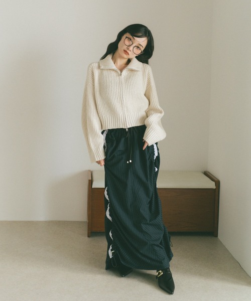 VANNIE U（ヴァニーユー）の「ダブルジップニット（ニット/セーター・レディース・ブラック/アイボリー/グレー・FREE）」の7枚目の写真