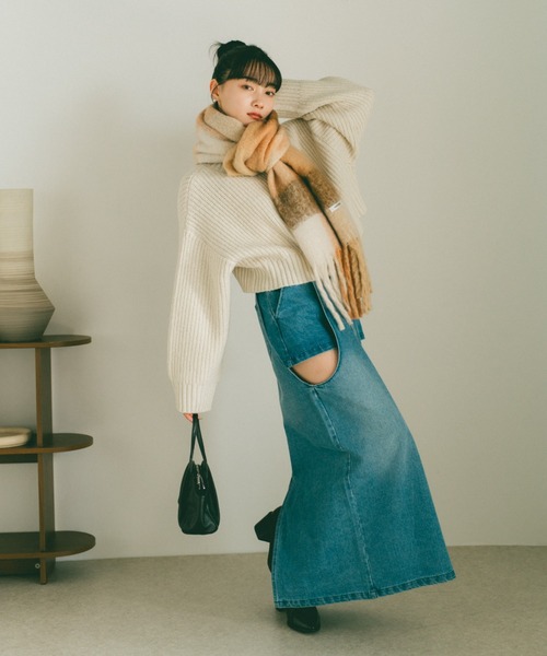 VANNIE U（ヴァニーユー）の「ダブルジップニット（ニット/セーター・レディース・ブラック/アイボリー/グレー・FREE）」の10枚目の写真