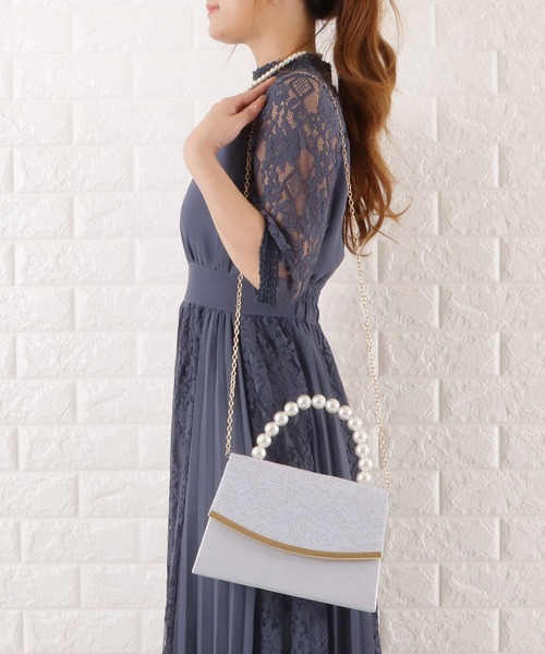 Lace Ladies(レースレディース)の「パールハンドルフラップレースハンドバッグ(クラッチバッグ・レディース・ブラック/グレー/ベージュ・FREE)」の8枚目の写真