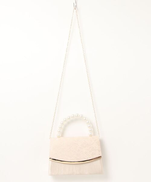 セール】パールハンドルフラップレースハンドバッグ（クラッチ