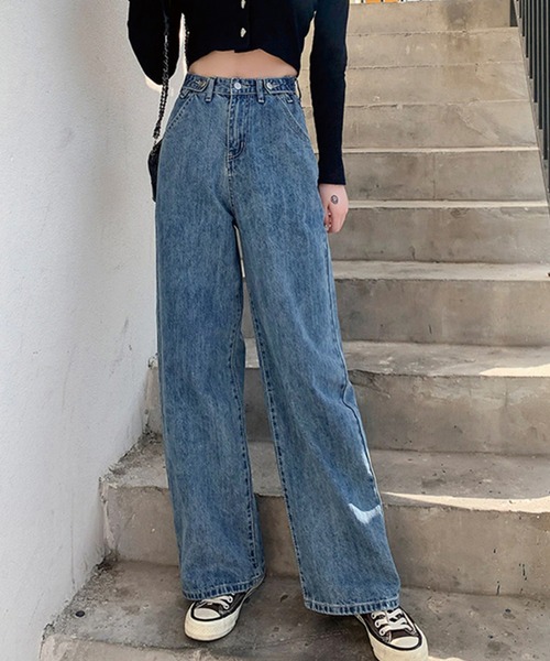 Auntie Rosa(アンティローザ)の「ハイウエストデニムパンツ(デニムパンツ・レディース・ブルー・LARGE)」の3枚目の写真