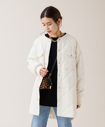 Rouge vif | MICA キルティングノーカラーコート(ノーカラーコート)