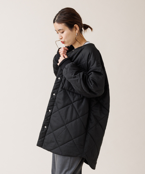 Rouge vif(ルージュヴィフ)の「MICA キルティングノーカラーコート(ノーカラーコート・レディース・ブラック/オフホワイト・フリー)」の5枚目の写真