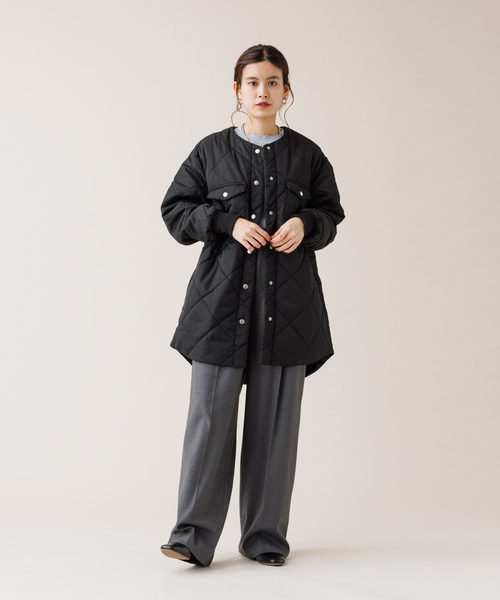 Rouge vif(ルージュヴィフ)の「MICA キルティングノーカラーコート(ノーカラーコート・レディース・ブラック/オフホワイト・フリー)」の6枚目の写真