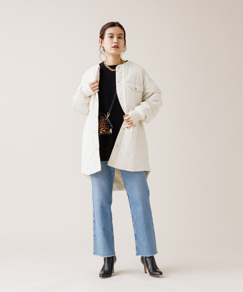 Rouge vif(ルージュヴィフ)の「MICA キルティングノーカラーコート(ノーカラーコート・レディース・ブラック/オフホワイト・フリー)」の8枚目の写真