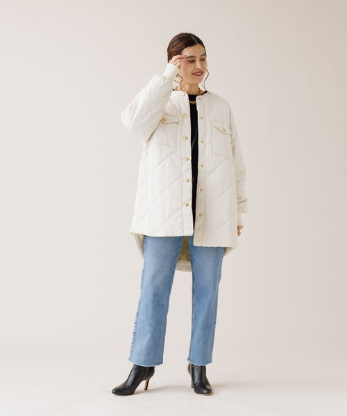 Rouge vif(ルージュヴィフ)の「MICA キルティングノーカラーコート(ノーカラーコート・レディース・ブラック/オフホワイト・フリー)」の10枚目の写真