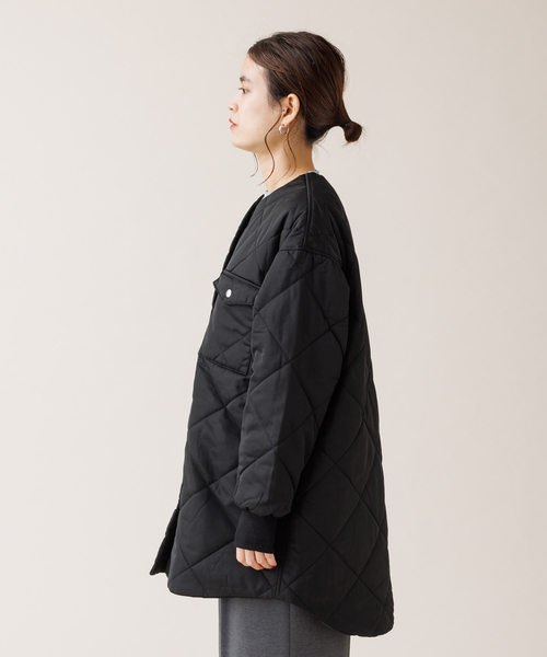 Rouge vif(ルージュヴィフ)の「MICA キルティングノーカラーコート(ノーカラーコート・レディース・ブラック/オフホワイト・フリー)」の11枚目の写真