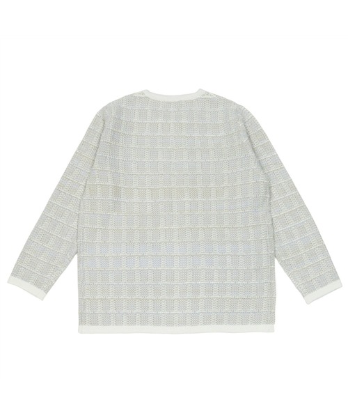 TOKYO SHIRTS（トウキョウシャツ）の「ロングニットジャケット（ノーカラージャケット・レディース・ライトベージュ/ネイビー/ライトグレー・M/L）」の18枚目の写真