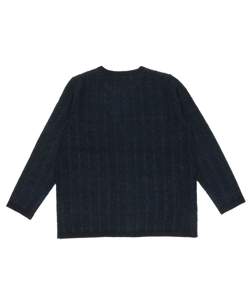 TOKYO SHIRTS（トウキョウシャツ）の「ロングニットジャケット（ノーカラージャケット・レディース・ライトベージュ/ネイビー/ライトグレー・M/L）」の14枚目の写真