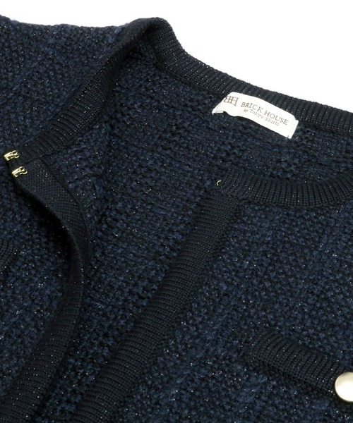 TOKYO SHIRTS（トウキョウシャツ）の「ロングニットジャケット（ノーカラージャケット・レディース・ライトベージュ/ネイビー/ライトグレー・M/L）」の15枚目の写真