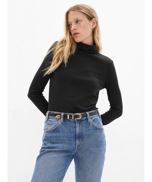 GAP（ギャップ）の「スラブ リブタートルネック（Tシャツ/カットソー・レディース・オフホワイト/ブラック/グリーン系その他/ブルー/グレー/グリーン/ピンク・XXS/XL/S/M/L/XS）」の3枚目の写真