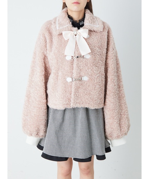 Ank Rouge（アンクルージュ）の「ボアダッフルコート（ダッフルコート・レディース・アイボリー/ブルー/ピンク・M）」の6枚目の写真