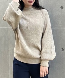 片畦モックネックプルオーバー