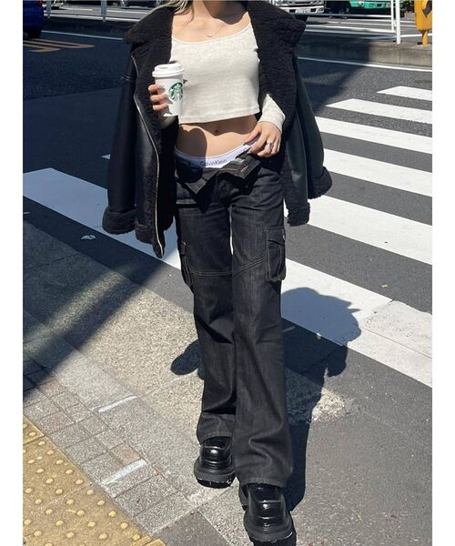 EVRIS（エヴリス）の「【WEB限定】カラーボアブルゾン（ブルゾン・レディース・グリーン/ブラック/ブルー・FREE）」の5枚目の写真