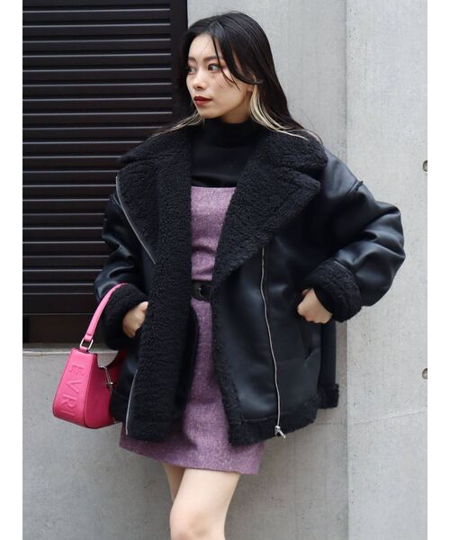 EVRIS（エヴリス）の「【WEB限定】カラーボアブルゾン（ブルゾン・レディース・グリーン/ブラック/ブルー・FREE）」の7枚目の写真