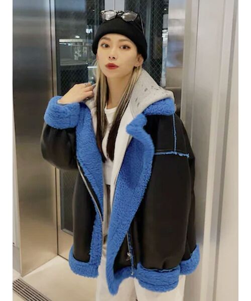 EVRIS（エヴリス）の「【WEB限定】カラーボアブルゾン（ブルゾン・レディース・グリーン/ブラック/ブルー・FREE）」の16枚目の写真