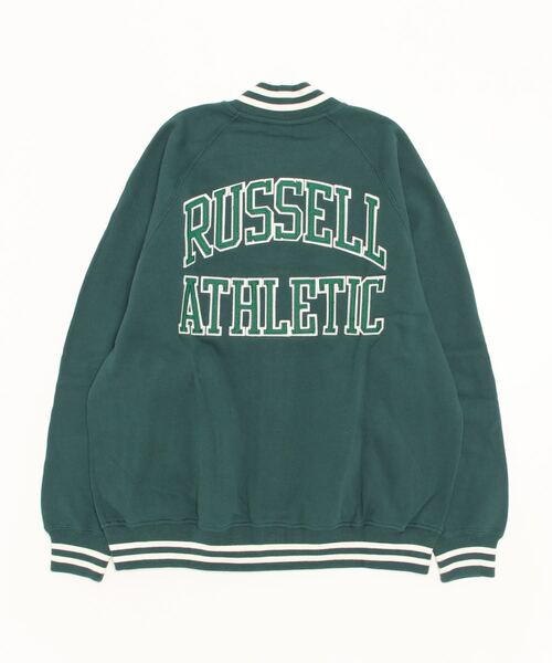 Russell Athletic（ラッセルアスレティック）の「[RUSSELL ATHLETIC/ラッセル アスレチック] 別注 ワッペン刺繍 ボタンアップスウェットスタジャン（ブルゾン・レディース・ネイビー/グレー/グリーン・M/L）」の7枚目の写真