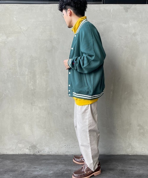 Russell Athletic（ラッセルアスレティック）の「[RUSSELL ATHLETIC/ラッセル アスレチック] 別注 ワッペン刺繍 ボタンアップスウェットスタジャン（ブルゾン・レディース・ネイビー/グレー/グリーン・M/L）」の13枚目の写真