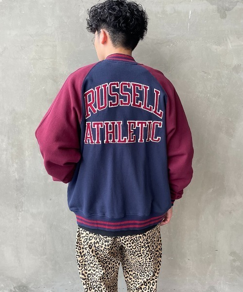 Russell Athletic（ラッセルアスレティック）の「[RUSSELL ATHLETIC/ラッセル アスレチック] 別注 ワッペン刺繍 ボタンアップスウェットスタジャン（ブルゾン・レディース・ネイビー/グレー/グリーン・M/L）」の6枚目の写真