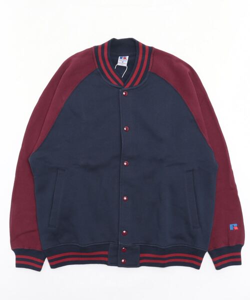 Russell Athletic（ラッセルアスレティック）の「[RUSSELL ATHLETIC/ラッセル アスレチック] 別注 ワッペン刺繍 ボタンアップスウェットスタジャン（ブルゾン・レディース・ネイビー/グレー/グリーン・M/L）」の22枚目の写真