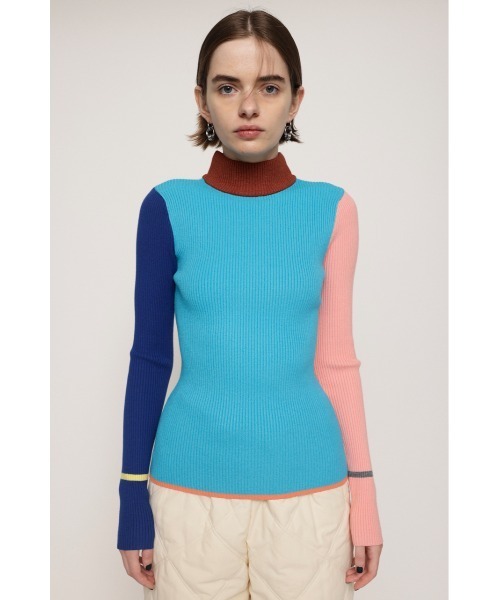 SLY(スライ)の「2WAY BLOCKING COLOR HG TOPS ブロッキングカラー ハイゲージニット トップス 2WAY(ニット/セーター・レディース・グリーン系その他2/ピンク系その他・FREE)」の14枚目の写真