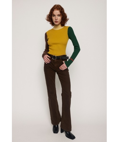 SLY(スライ)の「2WAY BLOCKING COLOR HG TOPS ブロッキングカラー ハイゲージニット トップス 2WAY(ニット/セーター・レディース・グリーン系その他2/ピンク系その他・FREE)」の4枚目の写真