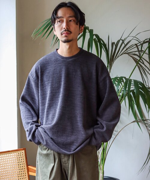 JOURNAL STANDARD（ジャーナルスタンダード）の「モールコール クルーネック（スウェット・メンズ・チャコールグレー/ベージュ/アイボリー/チョコ/ブルー系その他/キャメル・MEDIUM/LARGE）」の10枚目の写真