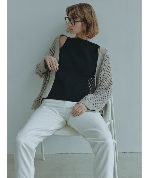 【美品】Demi-Luxe BEAMS クロシェカーディガン ざっくり編みニット 美品】Demi-Luxe BEAMS クロシェカーディガン ざっくり編みニット