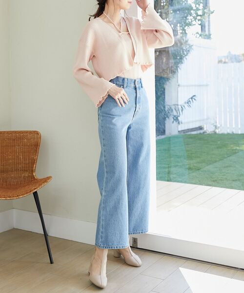 MAJESTIC LEGON(マジェスティックレゴン)の「ウォッシュデニムワイドパンツ(デニムパンツ・レディース・サックスブルー/ブルー・MEDIUM/SMALL)」の4枚目の写真