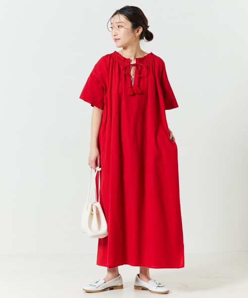 FREAK'S STORE（フリークスストア）の「【限定展開】 インド リネン コットン 2WAY ワンピース（ワンピース・レディース・オフホワイト/ブラック/レッド/グリーン/ネイビー・SMALL/MEDIUM）」の18枚目の写真