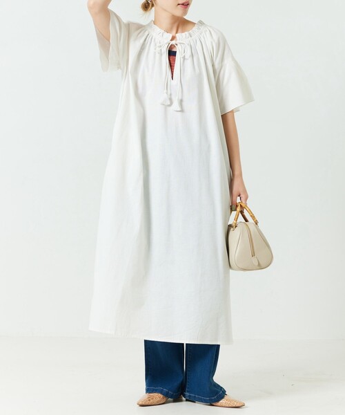 FREAK'S STORE（フリークスストア）の「【限定展開】 インド リネン コットン 2WAY ワンピース（ワンピース・レディース・オフホワイト/ブラック/レッド/グリーン/ネイビー・SMALL/MEDIUM）」の9枚目の写真