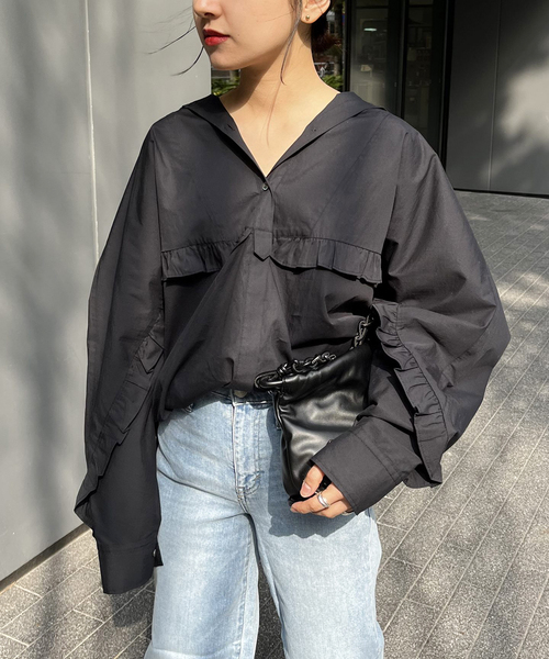 JOINT WORKS(ジョイントワークス)の「ブザムフリルドルマンシャツ(シャツ/ブラウス・レディース・ホワイト/ブラック・FREE)」の2枚目の写真