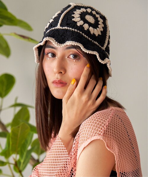 VENCEEXCHANGE（ヴァンスエクスチェンジ）の「クロシェ編みハット（ハット・レディース・ネイビー/オフホワイト/ブラック・FREE）」の18枚目の写真