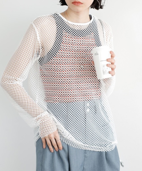 GeeRA（ジーラ）の「2wayメッシュカーディガン（カーディガン/ボレロ・レディース・オフホワイト/ブラック・MEDIUM/LARGE）」の9枚目の写真